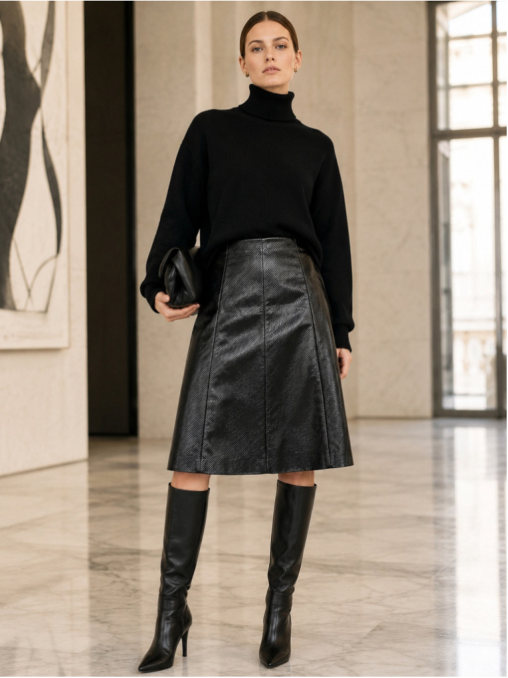 Dorothee Schumacher Skirt Women 2 Coated A-Line Office Siren Quiet Luxury Black